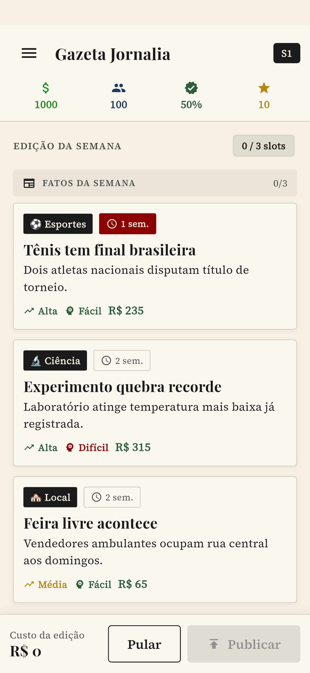 Jornalia - Tela Principal